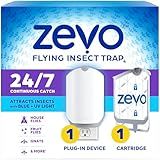 Zevo Flying Insect Trap & Cartridge - Plug in Fly Trap & Indoor Bug Catcher for Gnats, House & Fruit Flies - Mess-Free - Use in Any Room - Uses Blue & UV Light (1 Plug in Device & 1 Cartridge)