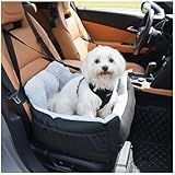 Oiilores Dog Car Seat for Small Dogs,Washable Pet Booster Seats for Car with Clip-On Safty Leash, Reversible Puppy Carseat with Storage Pockets, Travel Carrier Bed for Dogs Under 25 lbs, Grey