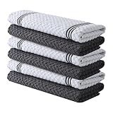 Infinitee Xclusives 100% Cotton Kitchen Towels - 15x25 Inch Ultra Soft Tea Towel, Super Absorbent Terry Dish Towels for Kitchen Linens |Grey|