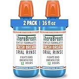TheraBreath Fresh Breath Mouthwash, Icy Mint Flavor, Alcohol-Free, 16 Fl Oz (Pack of 2)