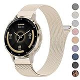 18mm Metal Bands for Garmin Venu 3S / Venu 2S / Vivoactive 4S / Vivomove 3S / Forerunner 265s Watch Bands, Quick Release Stainless Steel Metal Replacement Wristband Strap for Garmin Forerunner 255s/265s Bands Women Men (Champagne Gold)