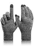 TRENDOUX Winter Gloves Women Men, Touchscreen Glove, Texting Smartphone Riding - Anti-Slip - Thermal Liners - Knitted Soft Material - Hands Warm Glove for Driving - Black Gray - L