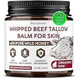 RICHGRAND Beef Tallow for Skin - Whipped Tallow and Honey Balm - Grass Fed Beef Tallow for Face, Daily Moisturizer & Body Butter - Natural Non Comedogenic Skincare (4.3 oz)