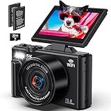 5K Digital Camera for Photography - WiFi 75MP Vlogging Cameras for YouTube - UHD Autofocus Video Camera 3" 180° Flip Screen with 18X Zoom - Compact Vlog Travel Camara with 32GB SD Card, 2 Batteries