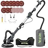 MYTOL Drywall Sander, 7.2A Electric Drywall Sander with Vacuum Dust Collection, 6 Variable Speed 900-1800RPM, LED Light, Foldable & Extendable Handle, 9 Pcs Sandpaper&3 Pcs Grid Sandpaper, Full Green