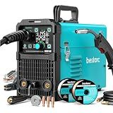 Bestarc 145A MIG Welder, 110V 220V 4 in 1 Gas/Flux Core MIG/Lift TIG/Stick Welder Machine, Large LED Display Welding Machine, IGBT Inverter Welder MIG145 Soild Gasless Synergy MIG Welder