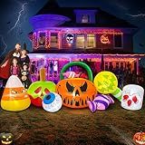 10 FT Halloween Inflatable Blow up Outdoor Decorations Pumpkin Ghost Combo, Halloween Decorations Outdoor Inflatable Bow Up Pumpkin Decoration Outdoor with LED Inflatable Halloween for Yard Garden