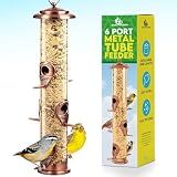 Gray Bunny Squirrel Proof Bird Feeders for Outdoors 6 Port Metal Tube