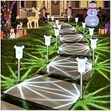 DenicMic Solar Lights Outdoor 10 Pack Waterproof 6000K Cold White LED Stainless Steel Stake for Pathway Yard Garden Driveway Solar Powered Outside Christmas Decor