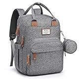 RUVALINO Diaper Bag Backpack-Multifunction Travel Baby Diaper Bag with Changing Pad, Insulated Bottle Holders & Pacifier Case, Large Capacity, Waterproof, Gray