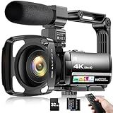 4K Video Camera Camcorder 64MP Vlogging Camera for YouTube 18X Digital Zoom 3.0" IPS Screen IR Night Vision with External Stereo Microphone,Handheld Stabilizer,Remote,Lens Hood,32G Card &2 Batteries