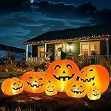 GIGALUMI 7.5FT Halloween Inflatable Outdoor Decoration Pumpkin, Halloween Inflatables Pumpkin Decor, Halloween Blow Ups Pumpkin for Yard,Party,Garden(Cold White,7 Built-in LED Lights Set)