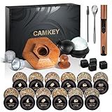 23Pcs Whiskey Smoker Kit with Torch-12 Wood Chips, Ice Ball Mold, Cocktail Smoker Infuser Kit, Old Fashioned Drink Smoker Kit, Birthday Bourbon Whiskey Gifts for Men,Dad,Him, Valentine's Day Gifts