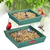 Kingsyard 2 Tier Large Platform Bird Feeder for Outdoors Hanging