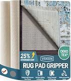 Veken Non Slip Rug Pad Gripper 8 x 10 Feet Extra Thick Pads for Any Hard Surface Floors, Keep Your Rugs Safe and in Place, Under Carpet Mat, with More Than 99 Pieces Anti-Slip Solid Square Pattern