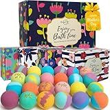 Bath Bombs for Women Gift Set - 24 Natural and Organic Bath Bombs with Essential Oils & Moisturizing Shea Butter, Spa Birthday Gift, Mothers Day Gifts for Mom, Selfcare Gifts, for Her, Girls, Kids