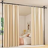 Abiglifty Room Divider Curtain Rods No Drilling, Adjustable 4-10Ft(H) Wall Divider for Room Separation, Temporary Privacy Tension Curtain Rods, Freestanding Space Room Separator, Black