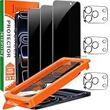 IMBZBK [Auto-Dust Removal] 3 Pack Privacy Screen Protector for iPhone 17 Pro Max [6.9 INCH] Anti Spy Private Accessories, Case Friendly Film, Military Grade Tempered Glass 3 Camera Lens Protector