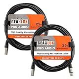 Gearlux XLR Microphone Cable, Fully Balanced, Male to Female, 25 Feet - 2 Pack