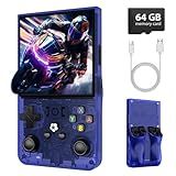 R36MAX Retro Gaming Console, Retro Handheld Games Console with 64GB TF Card, Portable Hand Held Open Source Linux System, 4.0 inch IPS HD Screen Video Game Consoles, 4000mAh Battery (Blue)