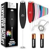 Zulay Kitchen Handheld Milk Frother with Duracell AA Batteries – Ultra Fast Electric Mixer & Foam Maker, Easy-Clean Drink Mixer for Coffee & More