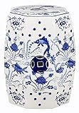 Safavieh Castle Gardens Collection Glazed Ceramic Blue Cloud 9 Chinoiserie Garden Stool