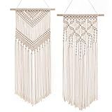 Dahey 2 Pcs Macrame Wall Hanging Decor Woven Wall Art Macrame Tapestry Boho Chic Home Decoration for Apartment Bedroom Nursery Gallery,13" W×27" L and 13''W×29" L