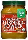 Organic Turmeric Powder 1 Pound Jar by Jiva Organics - 100% Raw with Curcumin - Lab Tested & Reports Available - Raw from India
