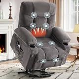 KWKSV Power Lift Recliner Chair for Elderly with Vibration Massage and Lumbar Heating Electric Recliner Sofa with Cup Holders and USB Charge Port for Living Room Comfort