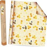 Beeswax Wraps for Food Roll(13x39inch), Organic Beeswax Wrap Beeswax Food Wraps Reusable Food Wrap Sustainable Beeswax Paper Beeswax Sandwich Wrap Beeswax Storage Cloth (Bees)