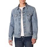 Amazon Essentials Men's Regular-Fit Heavyweight Low Stretch Denim Jacket with Chest Patch Pockets, Tinted Light Wash, Medium