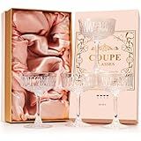 VIMERPA Coupe Glasses, Martini Glasses Set of 4, Vintage Champagne Coupe Glasses, 8oz Large Martini Glass, Crystal Retro Style Cocktail Glass for Elegant Bar Drinks, Vintage Art Deco Glassware