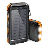 Solar Charger, 38800mAh Portable Type-C Solar Power Bank for All Cellphones, Waterproof Battery Pack, Outdoor External Backup Power Charger Three Outputs/LED Flashlights, Perfect for Camping Travel