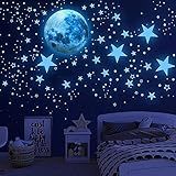 Glow in The Dark Stars for Ceiling,Glow in The Dark Stars and Moon Wall Decals,Ceiling Stars Glow in The Dark Kids Wall Decors Perfect for Kids Nursery Bedroom Living Room