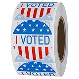 Hybsk I Voted with Red, White, and Blue Circle Stickers 1.5 Inch Round 500 Labels Per Roll (I Voted)