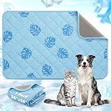 LOOBANI Dog Cooling Mat for Large Dogs - 56"x36" Pet Cooling Mat with Anti-Slip Bottom, Waterproof Self-Cooling Dog Pad for Crate, Floor & Car, Grey Monstera (Blue, 56"x36")