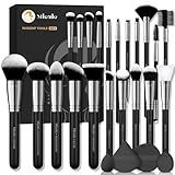 Makeup Brushes Set, Mlemle Professional 25 Pcs Makeup Kit, Include Foundation Powder Blush Concealers Eye shadows 21 Pcs Makeup Brushes and 2 Powder Puff, 2 Makeup Sponge(B01-Black)