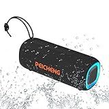 Bluetooth Speaker, Portable Wireless Clear Loud Stereo Sound IPX5 Waterproof with RGB Lights BT5.3 Long Playtime TWS Pairing,for Home Party Outdoor Beach,Great Gift Choice (Black)