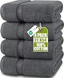 Utopia Towels 4 Pack Premium Bath Towels, 27x54 in, 600 GSM Cotton Grey