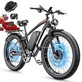 Ekellaka 8000W Dual Motor Electric Bike for Adults, 48MPH Fast Ebike with 52V 36Ah Removable Battery, Up to 100 Miles Long Range, 24/26 Inch Fat Tire, Shimano 7-Speed, Shock Absorber Commuter E-Bike
