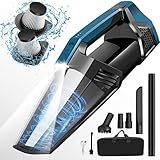 Cordless Car Vacuum Lightweight High Power Handheld Vacuum Cleaner with LED Light, Upgraded Hand Vacuum for Car Home Office and Pet Hair, BlackBlue