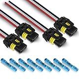 9005 9006 Pigtail Sockets Female Wiring Harness Headlight Plug for Headlights Fog Lights (Pack of 4)