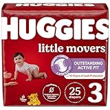 Huggies Size 3 Diapers, Little Movers Baby Diapers, Size 3 (16-28 lbs), 25 Count