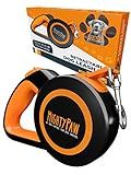 Mighty Paw Retractable Dog Leash 2.0 | 16' Heavy Duty Reflective Nylon Tape Lead for Pets up to 0-50 lbs. Tangle Free Design W/One Touch Quick-Lock Braking System & Anti-Slip Handle (Orange/Lite)