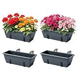 OYEAL Deck Railing Planter Boxes 4 Pack Hanging Window Flower Boxes Outdoor