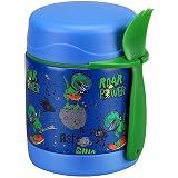 10oz Soup Thermo for Hot Food Kids Insulated Food Jar,Thermo Hot Food Lunch Container, Width Mouth Stainless Steel Lunch Box for Kids with Spoon (Blue-dinosaur)