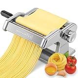 Nuvantee Pasta Maker with Adjustable Thickness Settings - 3 in 1 Noodle Maker with Rollers & 2 Width Cutters for Fresh Spaghetti, Fettuccini, Lasagna, Dumplings & More