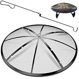 TUSGENK RAY Fire Pit Spark Screen, 22 Inch with Handle & Poker