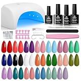 Beetles Gel Nail Polish Kit with UV Light - 31Pcs Nail Polish Set Popular Color Gel with Base and Matte&Glossy Top Coat Soak Off All Season DIY Manicure Kit Art Gifts for Women