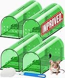 Motel Mouse Humane Mouse Traps No Kill Live Catch and Release 4 Pack - Reusable, Easy to Use & Clean, No Touch Release, Sensitive Includes Cleaning Brush, Instruction Manual & Video - Mousetrap Indoor